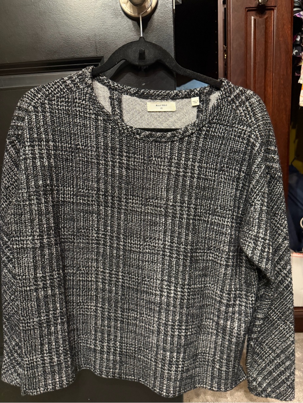 Billy Reid Black & White Textured Knit Sweater